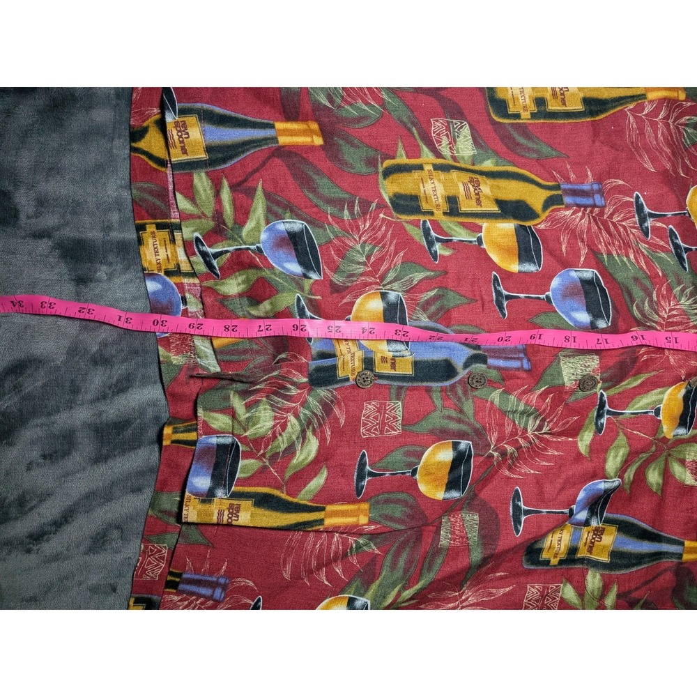 Reyn Spooner Mens Small Wine Bottle Print 100% Linen Hawaiian Shirt Red Regency - Picture 6 of 7